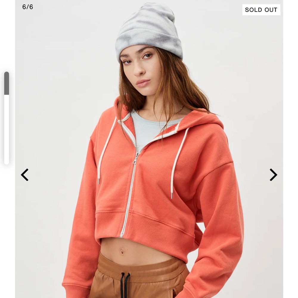 JOHN ELLIOTT WOMEN'S BOCA ZIP UP CROP JACKET HOODIE SIZE 2 Orange  $248